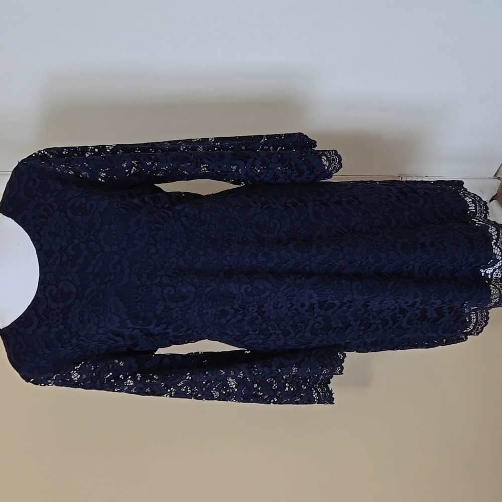 Ivanka Trump Navy Floral Lace Dress Sz 14 - Picture 3 of 13